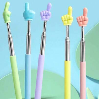 1/5pcs Retractable Pointer Finger Reading Stick For Reading, Retractable Finger Stick Teaching Aid, Teacher's Special Conductor Stick Reading Pen Blackboard Piano Guide Reading Home Stick Back To School
