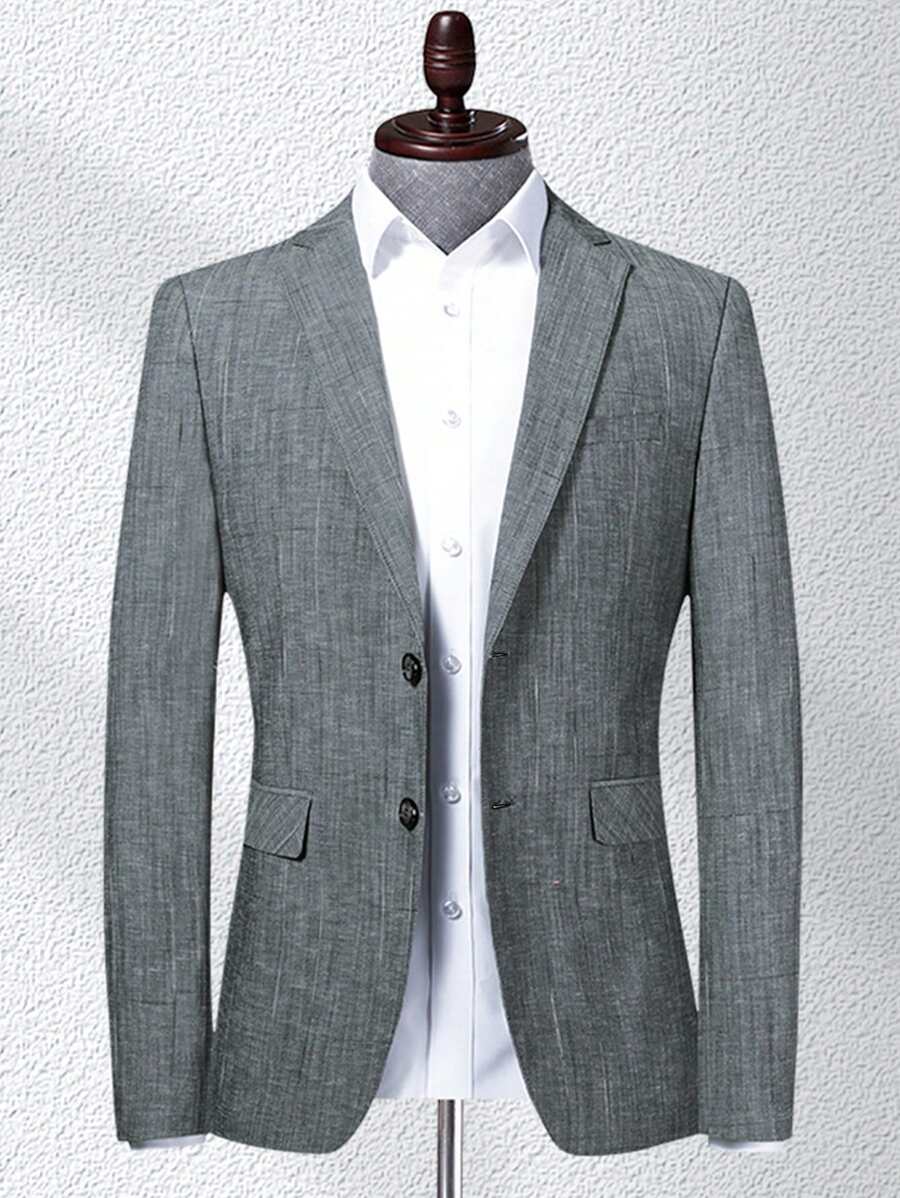 Men's Minimalist Business Formal Gray Suit Jacket - Grey - View 1
