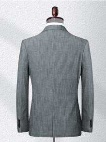 Men's Minimalist Business Formal Gray Suit Jacket - Grey - View 2