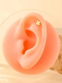 1pc Stainless Steel Four-Leaf Clover, Star, Love, Smiling Face, Hollow Heart Shaped Minimalist Fashion Earcuff Earrings For Women, Multiple Colors Available