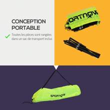 SPORTNOW Filet de badminton, filet portable pour volley-ball, pickleball et tennis, hauteur ajustable de 107 à 155 cm, avec sac de transport, cadre métallique, noir, jaune - Jaune citron - Voir 7