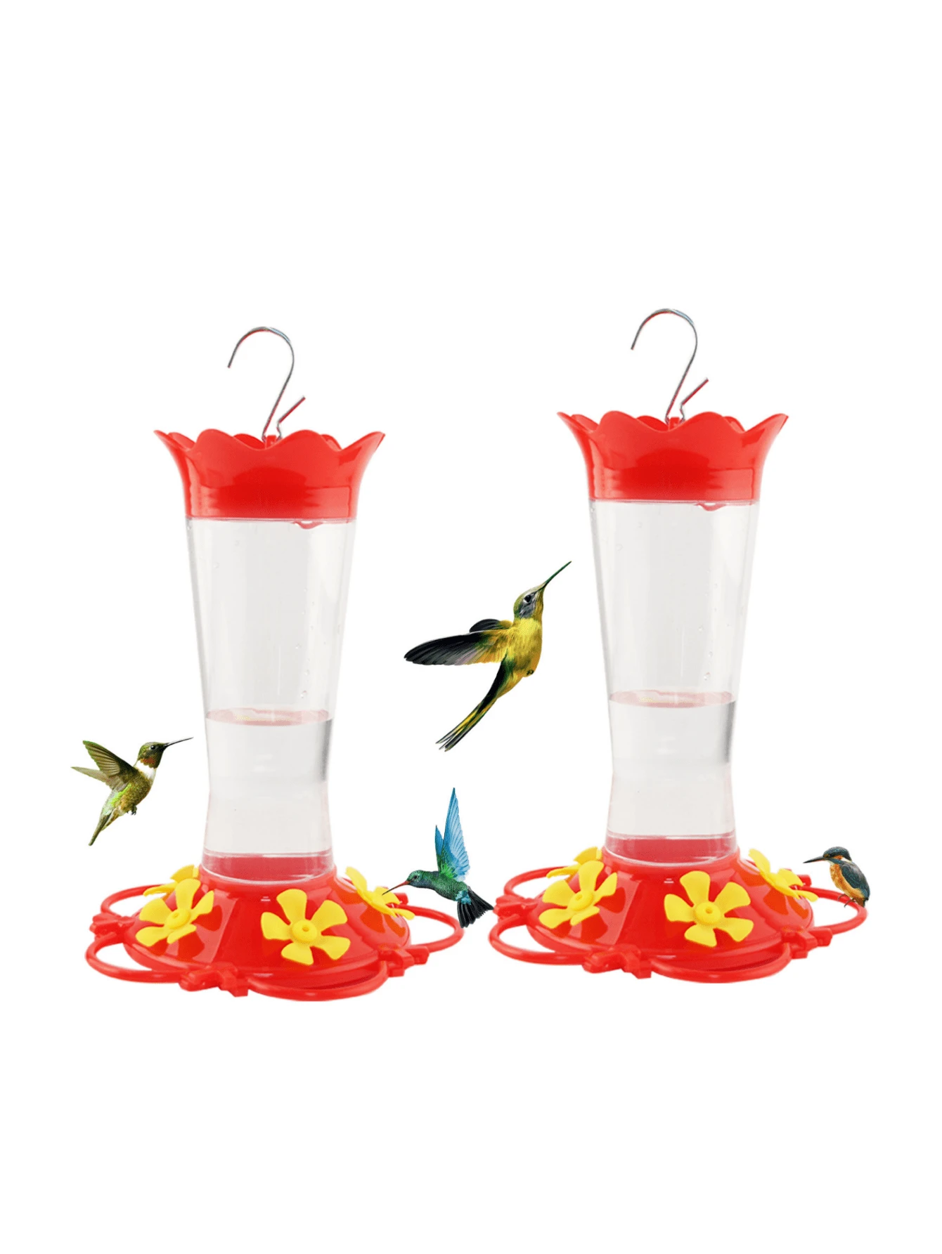 Hummingbird Feeder Outdoor Plastic Hummingbird Feeder, Built-In Ant Protection Cover - Circular Habitat With 5 Feeding Ports - Wide Mouth For Easy Filling And Cleaning - Multicolor - View 1