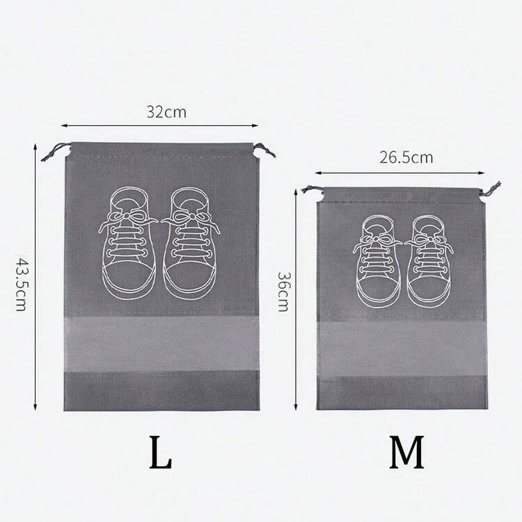 6个装抽绳袋鞋子收纳袋衣柜收纳袋便携式旅行鞋袋，节省空间防尘收纳袋，防潮打包鞋子收纳袋，抽绳鞋子收纳袋，衣柜防尘收纳袋，衣物分类挂袋鞋子收纳袋鞋子收纳袋旅行必需品旅行收纳袋旅行便携包防水口袋衣物分类抽绳挂袋度假出游必备学校用品旅行必需品女士宿舍 - 灰色 - 查看 5