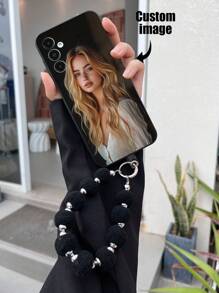 1pc Black TPU Customizable Pattern Shockproof Phone Case And 1pc Black Fuzzy Ball Wrist Strap, Compatible With IPhone Apple, Android, Galaxy A51 4G, A52, A52s 5G, S23 Ultra, A13 4G, A12, S22 Ultra, OPPO A54, A54, 14 Pro Max, Galaxy A14, A32 4G,Stylish,Colorful,Vintage,Cute,Contracted,Funny,Custom,Personalized,Unique,Customized,Ideal Gifts For Him,Ideal Gifts For Her,Boyfriend,Girlfriend,Family,Friends,Grandparents,Couple,For Anniversaries,For Birthdays,Season Picks,2025phonecase - Black - View 3