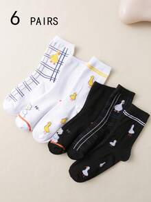 6 đôi tất cổ cao họa tiết vịt độc đáo thoải mái đa năng dành cho nữ - Nhiều màu - Xem 1