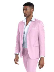 Chaqueta de traje rosa para hombre, corte slim, moda, negocios - Rosa - Ver 7