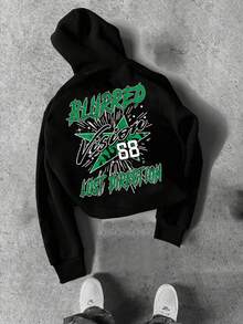 Teen Boys Sweatshirts For Long Sleeve Y2K Letter Print Casual Graphic Hoodies Pullover Oversized Hoodie