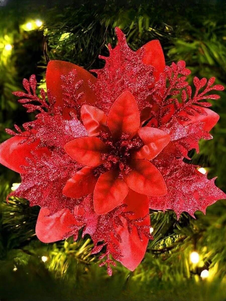 1 件人造圣诞花，用于节日花环装饰 - 紅色 - 查看 1