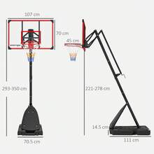 SPORTNOW Basketball Hoop Outdoor, Height Adjustable Basketball Hoop And Stand With Weighted Base, Portable On Wheels, 2.4-2.9m, Red - Red - View 5