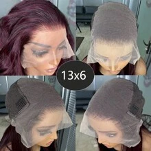1B Burgandy Ombre 13x6 Tóc giả ren tổng hợp phía trước cho phụ nữ 22 inch sóng dài không keo Kanekalon Tóc giả tổng hợp chống tóc Phần miễn phí 150% Mật độ cho thời trang Phụ nữ Cô gái Tiệc tùng Kỳ nghỉ Trang điểm Sử dụng Hàng ngày - Màu dương cầm - Xem 8