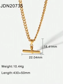 Uworld 1 件 18k 镀金个性化复古 T 型吊坠绳链项链，适合女性日常佩戴