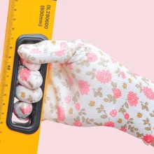 1pc Pink Printed PU Palm Coated Work Gloves, Flexible For Agriculture, Electronics Installation, Logistics, Suitable For Construction Site, Machinery, Gardening, Courier Delivery