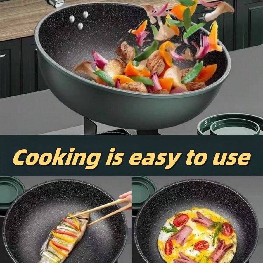 Thick NonStick Wok Suitable For Induction Cooktop, Gas Stove, Heavy