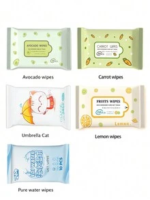 10 件/包迷你便携式户外湿巾，无纺布清洁湿巾 - 彩色 - 查看 10