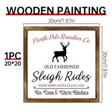 1 件乡村风北极驯鹿和雪橇木制标牌 - 非常适合家居装饰，适合客厅或咖啡桌，很棒的乔迁礼物，耐用且防褪色，圣诞节帆布墙面艺术装饰 - 彩色 - 查看 13