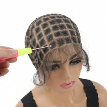 Gorros de peluca de encaje a ganchillo doble con nudos naturales y cabello de bebé para hacer pelucas trenzadas sin pegamento, gorros de encaje para pelucas trenzadas, para hacer pelucas con diversos colores y tipos de cabello a ganchillo - Multicolor - Ver 5