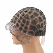 Gorros de peluca de encaje a ganchillo doble con nudos naturales y cabello de bebé para hacer pelucas trenzadas sin pegamento, gorros de encaje para pelucas trenzadas, para hacer pelucas con diversos colores y tipos de cabello a ganchillo - Multicolor - Ver 4