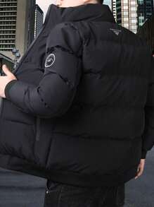 Casual Padded Coat For Men, Warm & Comfortable For Autumn/Winter, Wind-Proof,Warming - Black - View 2