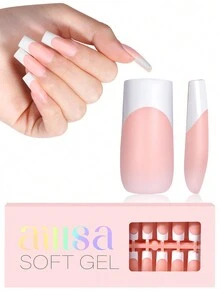 120 件短杏仁色/超短棺材色/长棺材色/长细高跟色/短方形法式指甲贴，15 种尺寸粉色法式亚克力假指甲，适用于美甲 DIY 和美甲沙龙按压指甲用品 - 粉色 - 查看 10