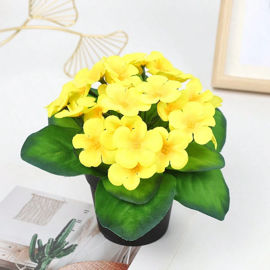 1 件人造花植物假盆栽家居装饰 - 黃色 - 查看 1