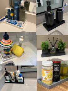 Plateau de rangement en silicone - Plateau de rangement pour éponge d'évier de cuisine, plateau de vanité créatif sans perforation, plateau de salle de bain, plateau à bijoux, organisateur de bijoux, organisateur de rangement, articles de cuisine, organisation et stockage, décoration de salle de bain, facile à nettoyer, rentrée des classes - Multicolore - Voir 9