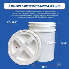 5 Gallon Bucket With Screw-On Sealing Lid,  Storage, High Quality HPDE Plastic, Durable 90 Mil General Purpose Bucket, Made In The USA, 60 Count - White - View 2