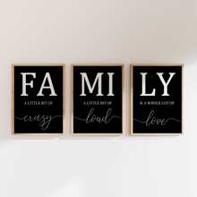 Set de 3 pósteres de lona con citas familiares minimalistas en blanco y negro sin marco, decoración estética de la habitación, pintura artística impermeable de lona para regalo, sala de estar, dormitorio, comedor, decoración del hogar y la residencia estudiantil