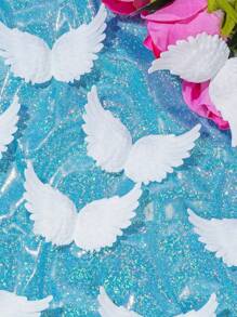 12 pièces Ailes d'ange en plastique pour artisanat Mini 3D Ornements d'arbre de Noël Pendentifs vintage chic à suspendre pour artisanat DIY Fête de Noël Décoration