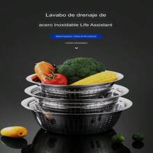 Stainless Steel Colander Strainer. Multifunctional Drain Basket Rice Washing & Draining Basket, Kitchen Tools For Fruits & Vegetables - 24CM - View 5