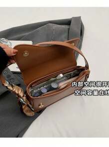Women's Solid Color Crossbody Bag Elegant Shoulder 2 Handles [2010] - trắng - Xem 4