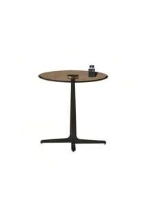 End Table  Glass Top Side/End Drink Table - Tall Modern Round Accent Metal Nightstand Furniture For Living Room, Dorm, Home Office, And Bedroom - 19.69" Round - Brown Blass/Matte Black,HomeNest9