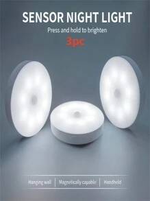 1 件/3 件/6 件运动传感器小夜灯，8 个 LED 床头灯，USB 可充电小夜灯，楼梯灯，创意礼物，学生宿舍书架灯（250mAh） - 白色 - 查看 15