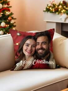 1 Customized Photo Pillow, Personalized Christmas Photo Crystal Velvet Pillowcase Double-Sided Printing With Pillow Core, Christmas Gift, Best Christmas Gift, Best Gift For Living Room, Bedroom, Sofa, Therapist's Office, Creative Anniversary Gift, Birthday Gift, Mother's Day Gift, Father's Day Gift, Best Friend Gift, Gift For Mom/Dad, Gift For Girlfriend/Boyfriend - Upload Pictures to Customize Pillows - View 2