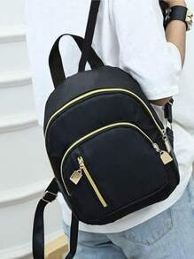 Mini Nylon Classic Backpack, Waterproof, Lightweight Simple Zipper School Bag, Back To School Backpack For Graduates, Teen Girls, Freshmen, Sophomores, Juniors And Seniors, College And High School Students, Great For Outdoor, Hiking, Mountaineering, Travel, Sports And Back To School(Random Left And Right Zippers)