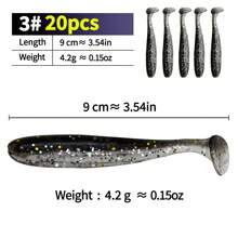 10pcs/20pcs Bicolor T-Shaped Soft Fishing Lures, Smooth Bent-Mouthed Chub Baits, Suitable For Fresh Water And Saltwater Realistic Soft Baits, Fishing Gear, Fishing Accessories