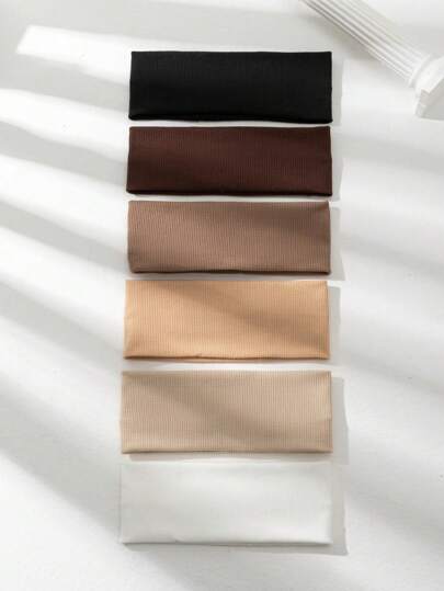 6条装女士时尚多色布艺发带，适合日常佩戴，棕色调，发饰，头巾式发带，秋冬季度假发带，女士优雅围巾，女士头巾，柔软头巾
