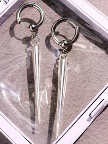 1 对朋克摇滚/哥特尖刺环状耳环，适合男士和女士，日常佩戴和派对珠宝