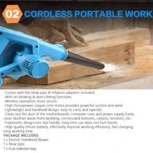 吹风机，便携式吹叶机，轻便迷你无线吹风机，轻便电池，易于使用，适用于户外草坪护理/露台/除尘/清洁宠物毛发