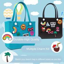 Summer New EVA Beach Bag, Rubber Tote Bag, Waterproof Washable Tip Proof Durable Open Tote Bag, Super Large Capacity Suitable For Shopping, Grocery Shopping, Travel, Parties, Outdoor Activities, Beach Seaside - Black - View 4