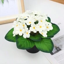 1 件人造花植物盆栽假盆景适用于室内装饰 - 白色 - 查看 4