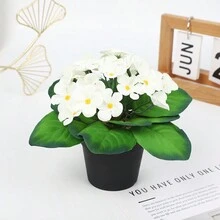 1 件人造花植物盆栽假盆景适用于室内装饰 - 白色 - 查看 1