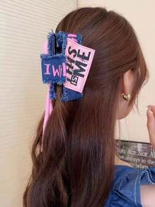 1 kẹp tóc vải denim hai mặt nơ vải mới, phụ kiện tóc màu xanh nhạt/xanh đậm, kẹp tóc cho nữ để búi tóc, quà tặng cho cô ấy kẹp tóc, kẹp tóc, kẹp tóc, kẹp tóc, kẹp tóc, phụ kiện tóc mùa thu đông thông thường cho phụ nữ cho trang phục đi nghỉ - Nhiều màu - Xem 2