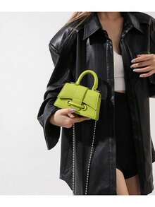 Mini Bag Solid Color Simple Chain Strap [4006] - Màu xanh chanh - Xem 2