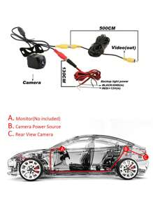 1080P AHD 汽车后视备用摄像头，星光夜视，防水，170 度广角鱼眼镜头，全高清通用车辆倒车摄像头 - 黑色 - 查看 10