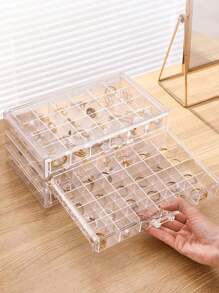 1pc 72-Slot Jewelry Drawer Organizer Box, Clear Plastic Storage Box For Nail Art Tools, Jewelry, Crafts, Suitable For Travel, Desktop, Women Jewelry Organizer, 3-Tier Drawer Organizer With Dividers - Transparent And Space-Saving Multifunctional Plastic Storage Box For Rings, Earrings, Necklaces Holiday, Bags For Woman, Jewelry Box, Jewelry Organizer, Jewellery Box - Multicolor - View 4