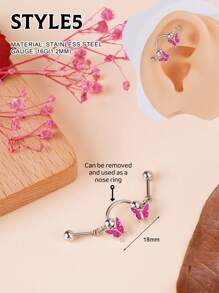 1 peça Y2k Multiuso Industrial Brinco Borboleta Industrial Piercing Jóias Aço Inoxidável Strass Decoração Asas Industrial Brincos Para Mulheres Homens Coração Arco Industrial Bar Piercing Nariz Anel Corrente Cartilagem Hélice Piercing Brincos Flor Industrial Barbell Body Piercing Jóias 38mm 1&1/2 Polegada Industrial Piercing Bar Para Natal Halloween Presente Festa Uso Diário Noite Fora Reuniões Sociais Uso Diário