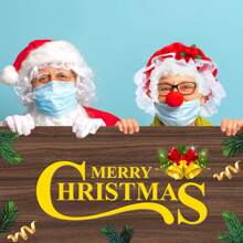 Décoration de Noël Lot de 3 pièces Costume de Mme Claus, Ensemble de robe de Mme Noël avec perruque, bonnette, lunettes pour déguisement de Noël