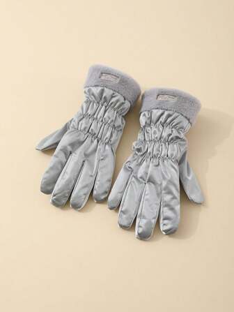 1 Pair Women's Winter Warm Thermal Lined Touch Screen Gloves, Windproof For Outdoor Cycling