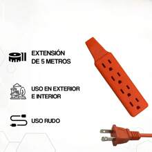 EXTENSION 4 ENCHUFE 3M/5MDE USO RUDO PARA EXTERIOR HOGAR - 5M - Ver 4