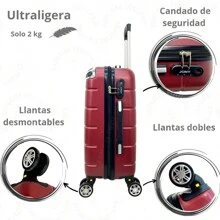 Maleta De Viaje Pequeña Para 10 Kg Con Llantas Dobles Impermeable - Rojo - Ver 4